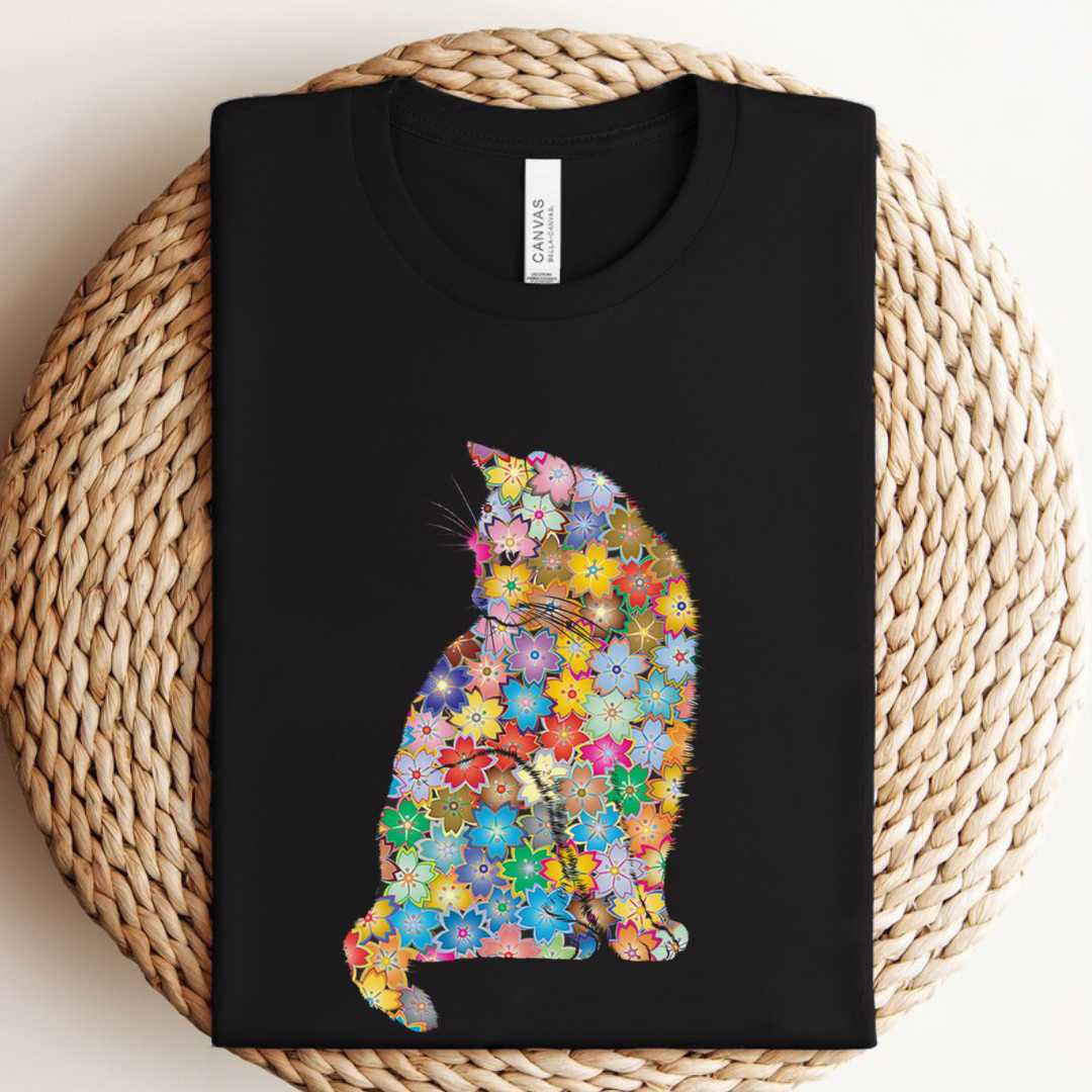 Cat Flowers T-Shirt / Animal Lovers / Flowers / Cat / Cats