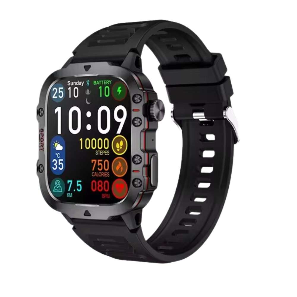 Military Smart Watch 1.96 Inches Outdoor Sports Smartwatch with Answer/ Make Call / Fitness Watch / Blood Oxygen / Heart Rate and Sleep Monitor / Compatible with iPhone and Android Phones