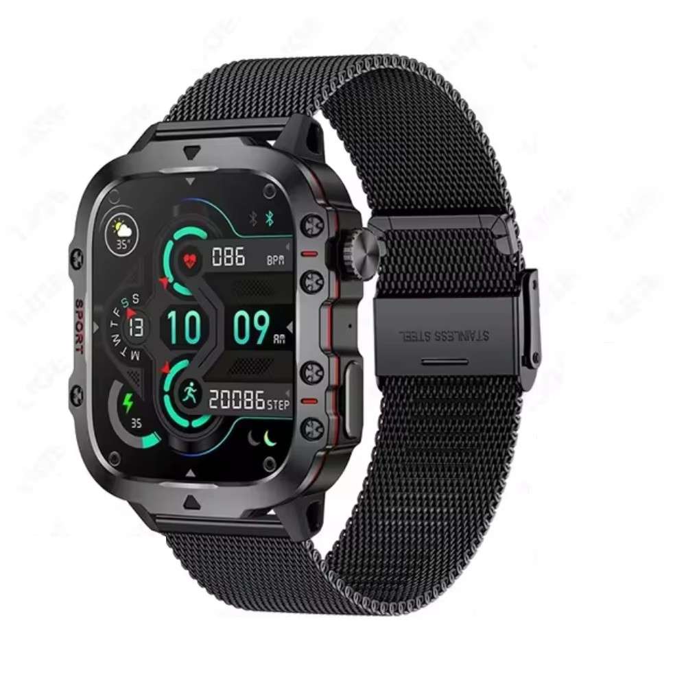 Military Smart Watch 1.96 Inches Outdoor Sports Smartwatch with Answer/ Make Call / Fitness Watch / Blood Oxygen / Heart Rate and Sleep Monitor / Compatible with iPhone and Android Phones - Image 2