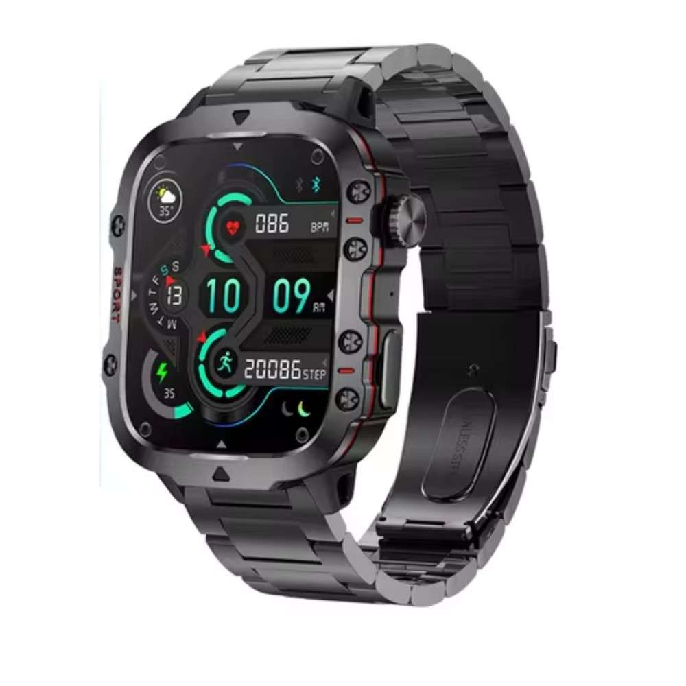 Military Smart Watch 1.96 Inches Outdoor Sports Smartwatch with Answer/ Make Call / Fitness Watch / Blood Oxygen / Heart Rate and Sleep Monitor / Compatible with iPhone and Android Phones - Image 4
